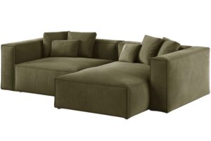 Cosmopolitan Design Zelená sametová rohová pohovka Aveiro 254 cm