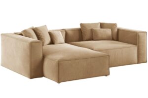Cosmopolitan Design Béžová sametová rohová pohovka Aveiro 254 cm