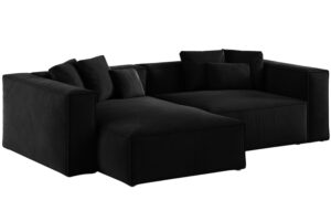 Cosmopolitan Design Černá sametová rohová pohovka Aveiro 254 cm