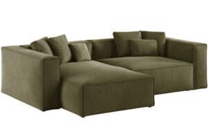 Cosmopolitan Design Zelená sametová rohová pohovka Aveiro 254 cm
