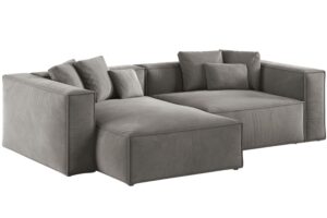 Cosmopolitan Design Šedá sametová rohová pohovka Aveiro 254 cm