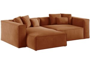 Cosmopolitan Design Terakotově oranžová sametová rohová pohovka Aveiro 254 cm