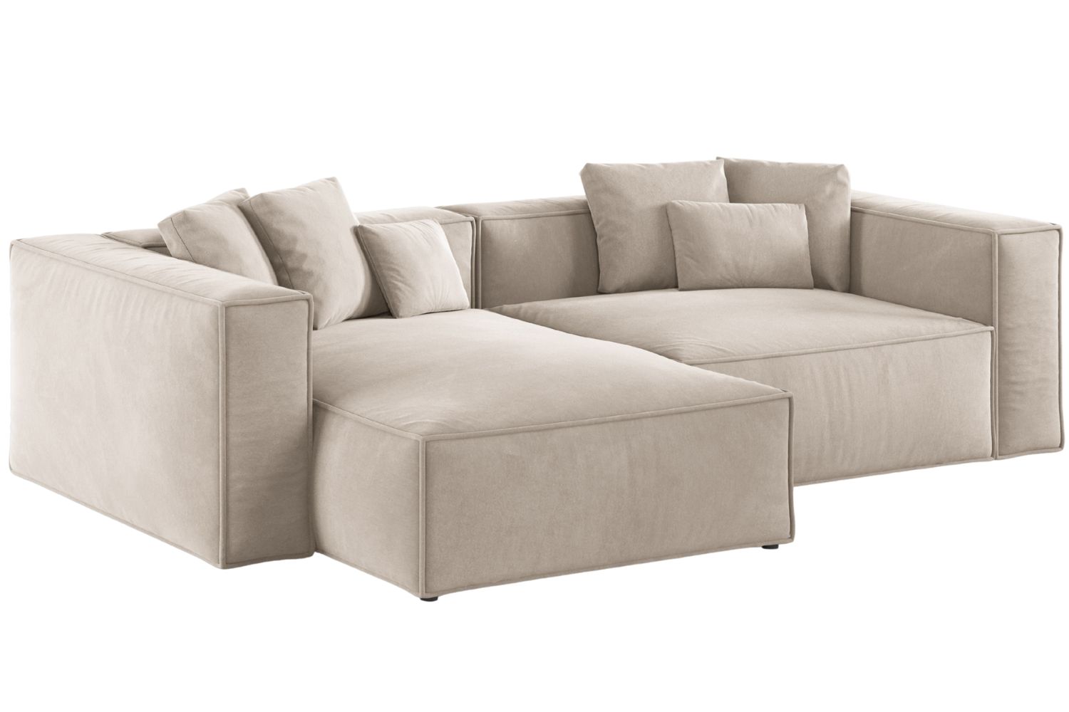 Cosmopolitan Design Světle béžová sametová rohová pohovka Aveiro 254 cm