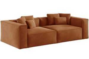 Cosmopolitan Design Terakotově oranžová sametová čtyřmístná pohovka Aveiro 236 cm