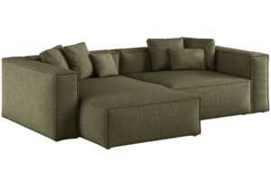 Cosmopolitan Design Zelená žinylková rohová pohovka Aveiro 254 cm