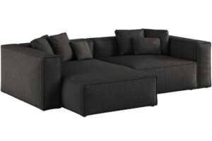 Cosmopolitan Design Černá žinylková rohová pohovka Aveiro 254 cm