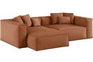 Cosmopolitan Design Terakotově oranžová žinylková rohová pohovka Aveiro 254 cm