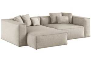 Cosmopolitan Design Béžová žinylková rohová pohovka Aveiro 254 cm