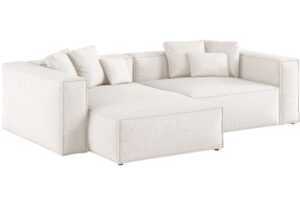 Cosmopolitan Design Bílá žinylková rohová pohovka Aveiro 254 cm