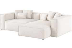 Cosmopolitan Design Bílá žinylková rohová pohovka Aveiro 254 cm