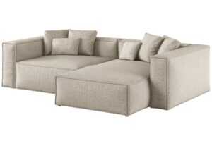 Cosmopolitan Design Béžová žinylková rohová pohovka Aveiro 254 cm