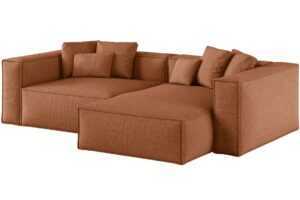 Cosmopolitan Design Terakotově oranžová žinylková rohová pohovka Aveiro 254 cm