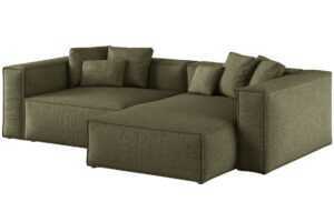 Cosmopolitan Design Zelená žinylková rohová pohovka Aveiro 254 cm