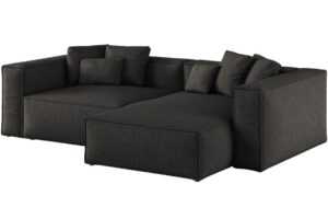 Cosmopolitan Design Černá žinylková rohová pohovka Aveiro 254 cm