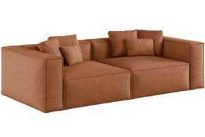 Cosmopolitan Design Terakotově oranžová žinylková čtyřmístná pohovka Aveiro 236 cm